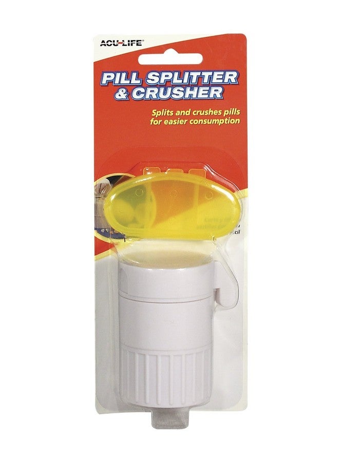 Acu-Life Pill Splitter and Crusher, Daily Usage, Safely Crushes Pills, Vitamins, Tablets, Accurate and Easy Consumption, Includes Storage Container, Travel Sized, White and Yellow, BPA Free - Image 2